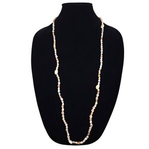 Seashell Necklace 38" Long Beaded Beach‎ Vacation Island Hawaiian Luau Souvenir